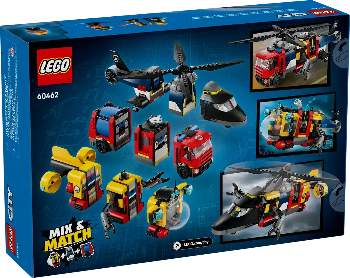 60462 LEGO City Pakke med helikopter, brannbil og ubåt - Lekeproffen.no