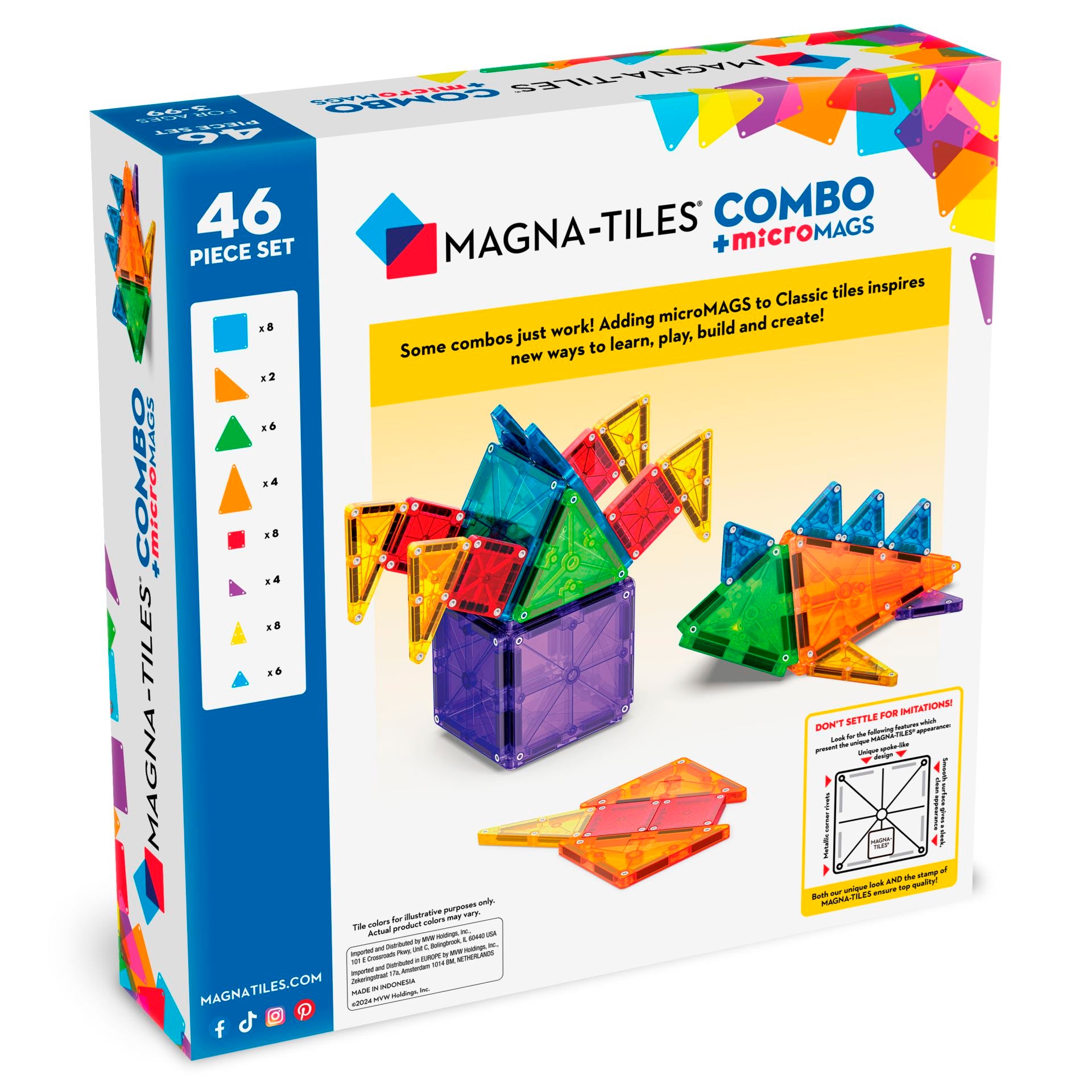 Magna-Tiles MicroMAGS Combo  - Magnetiske Byggeklosser 46 Deler