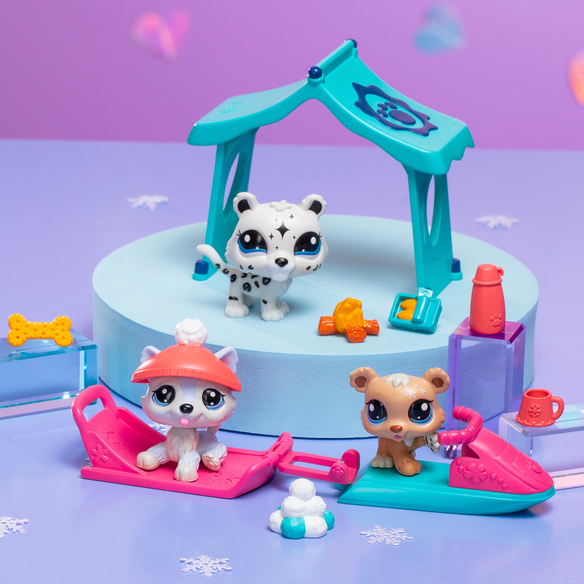 Littlest Pet Shop - Snødag sett med 3 figurer og tilbehør