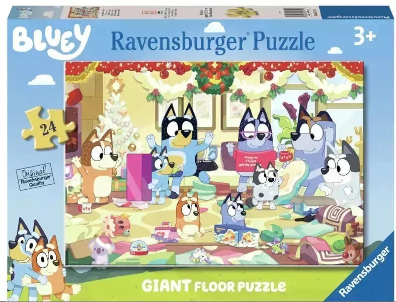 Bluey Jul, Stort Gulv Puslespill 24p - Lekeproffen.no