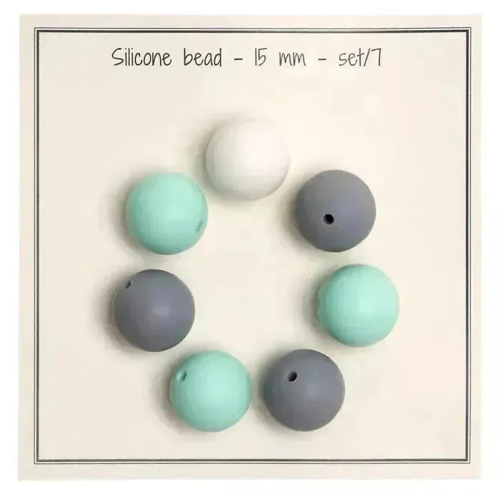 Go Handmade Silikon Perler 15mm - Mint 7 stk - Lekeproffen.no