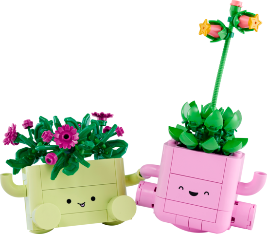 Søte LEGO blomsterkasser med ansikter – perfekt leketøy for barn