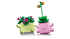 LEGO blomsterkasser med smilende ansikter og fargerike blomster