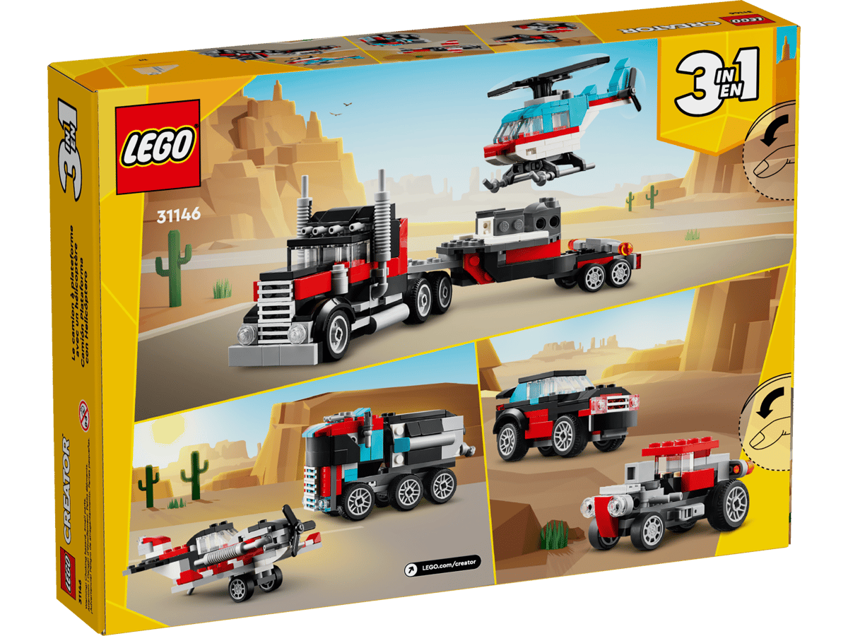 LEGO Creator 3-i-1 lastebil med helikopter og bil, kreativ leke for barn