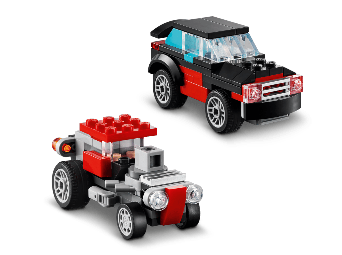 LEGO bilsett med rød og svart bil og racerbil, perfekt barnelek og gave