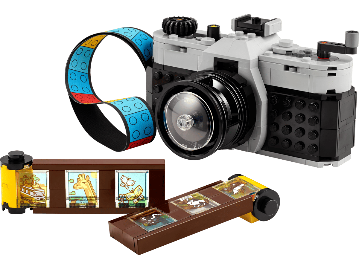 LEGO kamera med filmruller og bilder – kreativ leke for barn