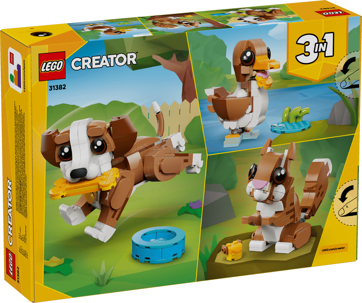 LEGO Creator 31382 3-i-1 sett med hund, and og ekorn – perfekt leke for barn