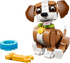 LEGO hund med grønn halsbånd, blå skål og gul beinleke – perfekt barnelek