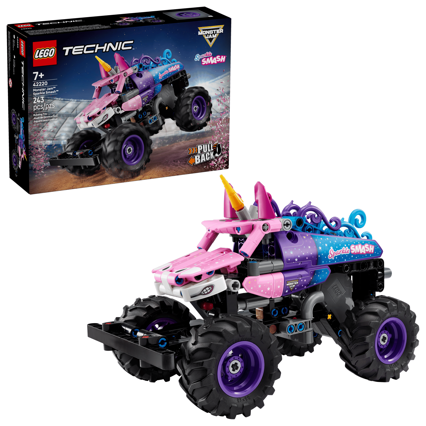 LEGO Technic 42220 Monster Jam Sparkle Smash pullback - Lekeproffen.no