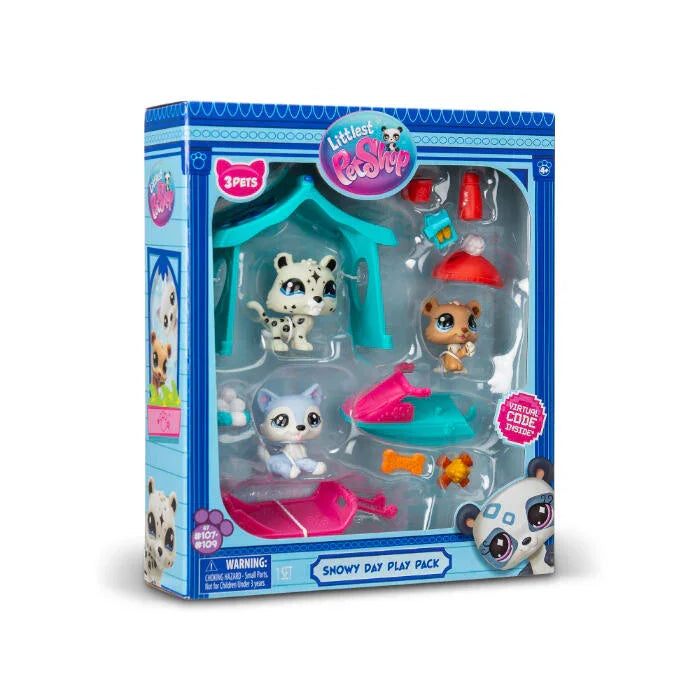 Littlest Pet Shop - Snødag sett med 3 figurer og tilbehør - Lekeproffen.no