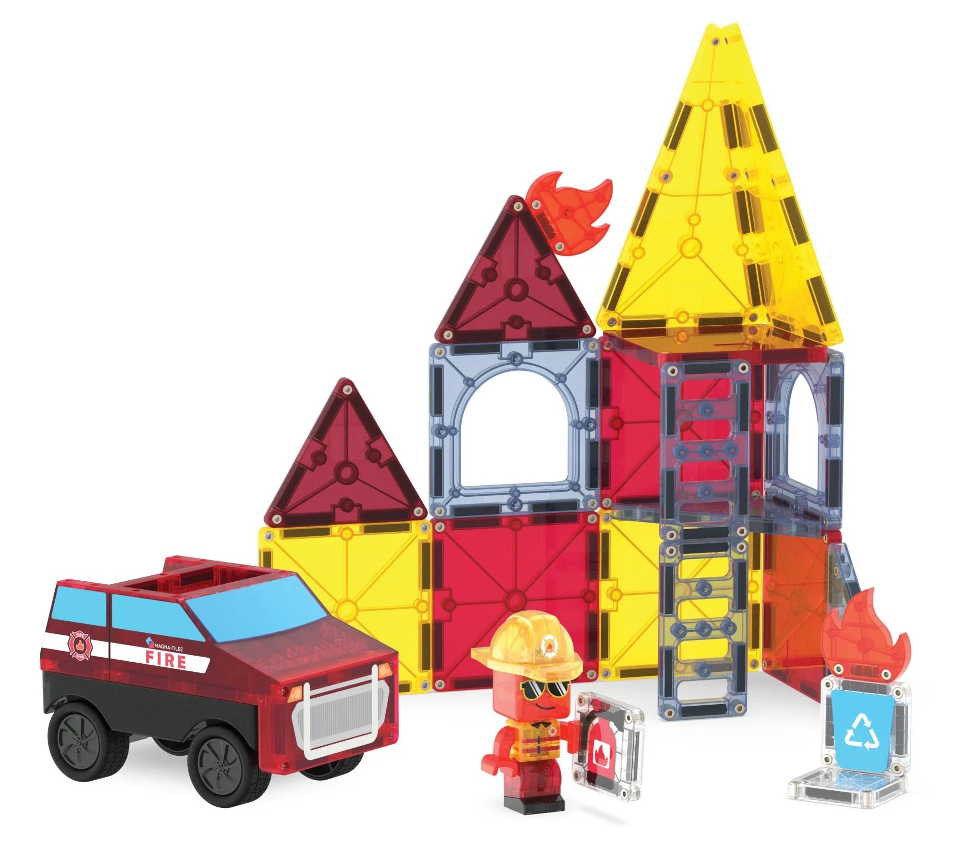 Magna-Tiles Brannredning – Magnetiske Byggeklosser 27 deler - Lekeproffen.no