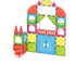 Fargerik bygning laget av magnetiske byggeklosser for barn, Magna-Tiles sentrum sett.