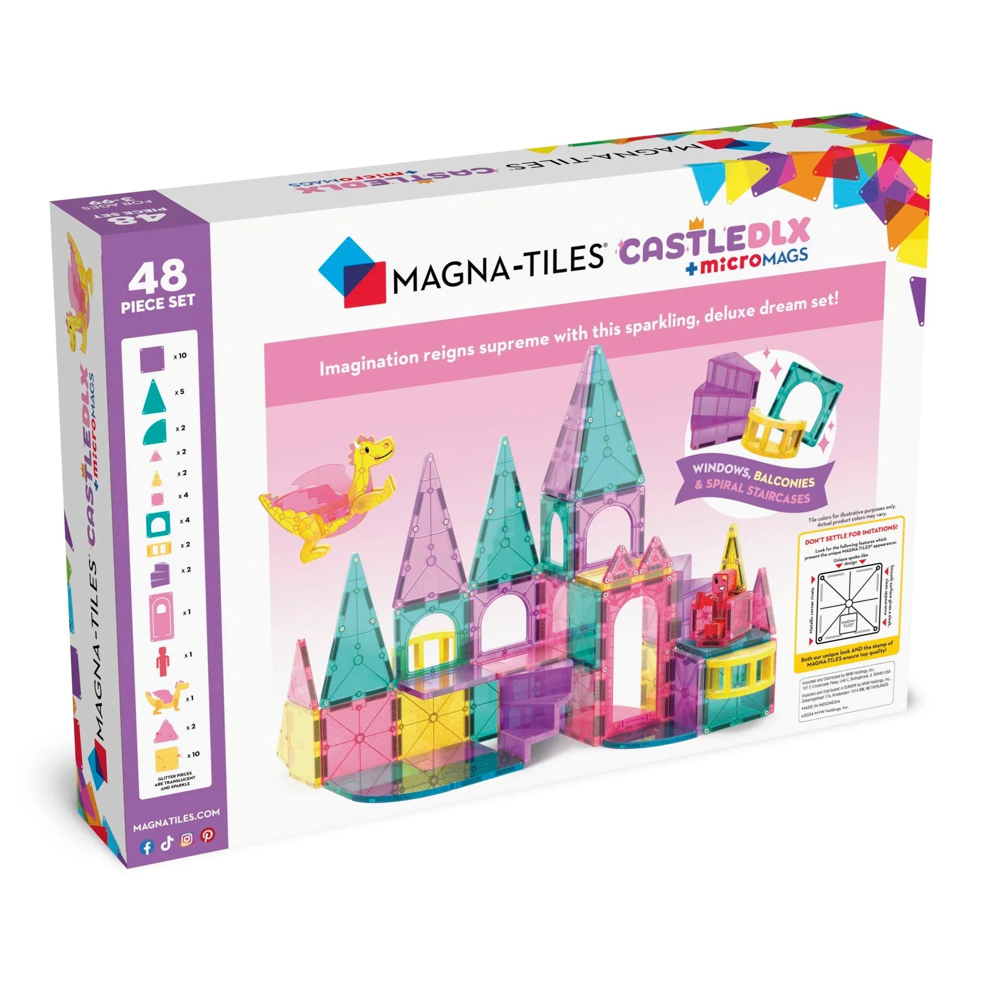 Magna-Tiles Castle Deluxe – Magnetiske Byggeklosser 48 deler - Lekeproffen.no