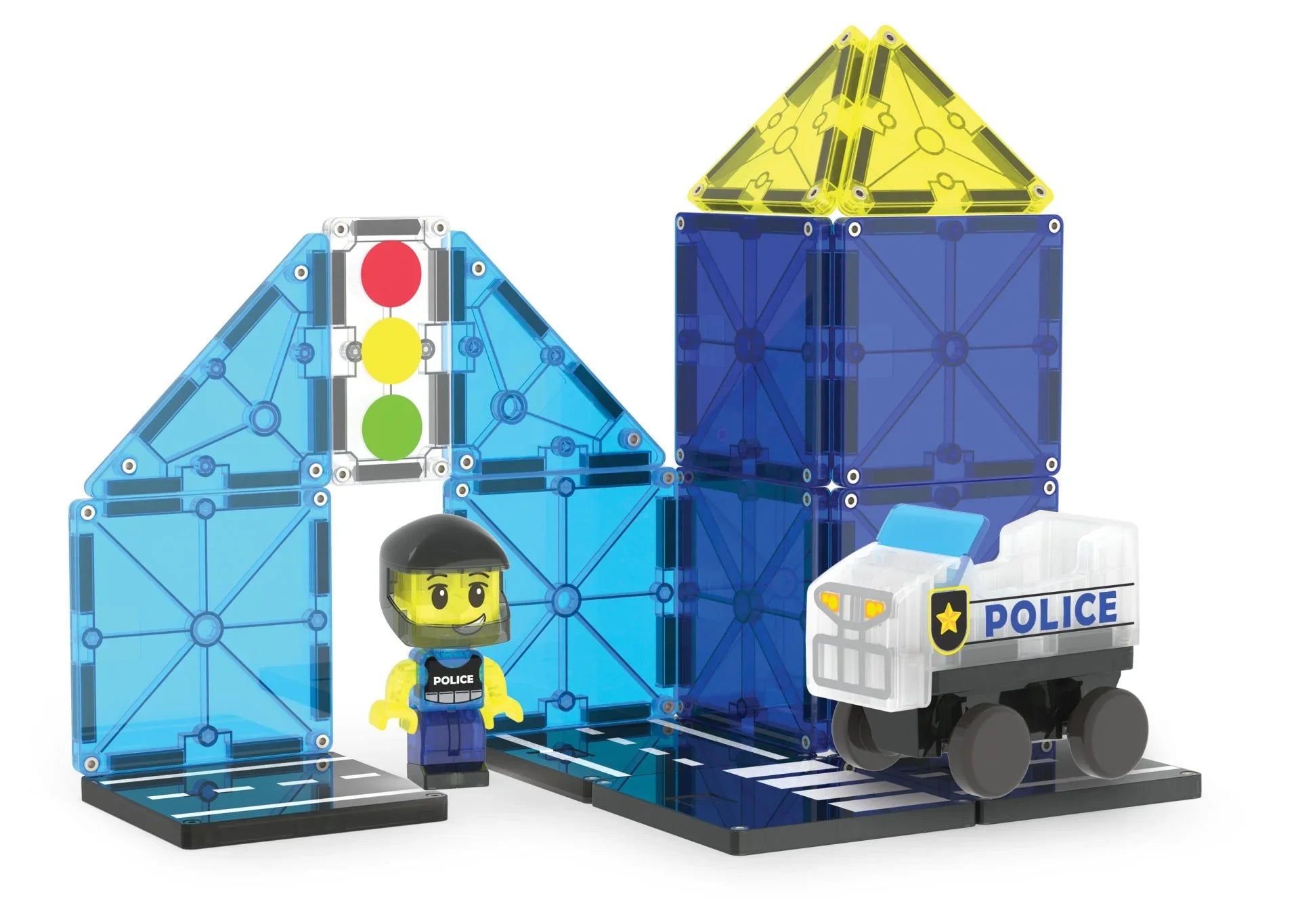 Magna-Tiles Politipatrulje – Magnetiske Byggeklosser 20 deler - Lekeproffen.no