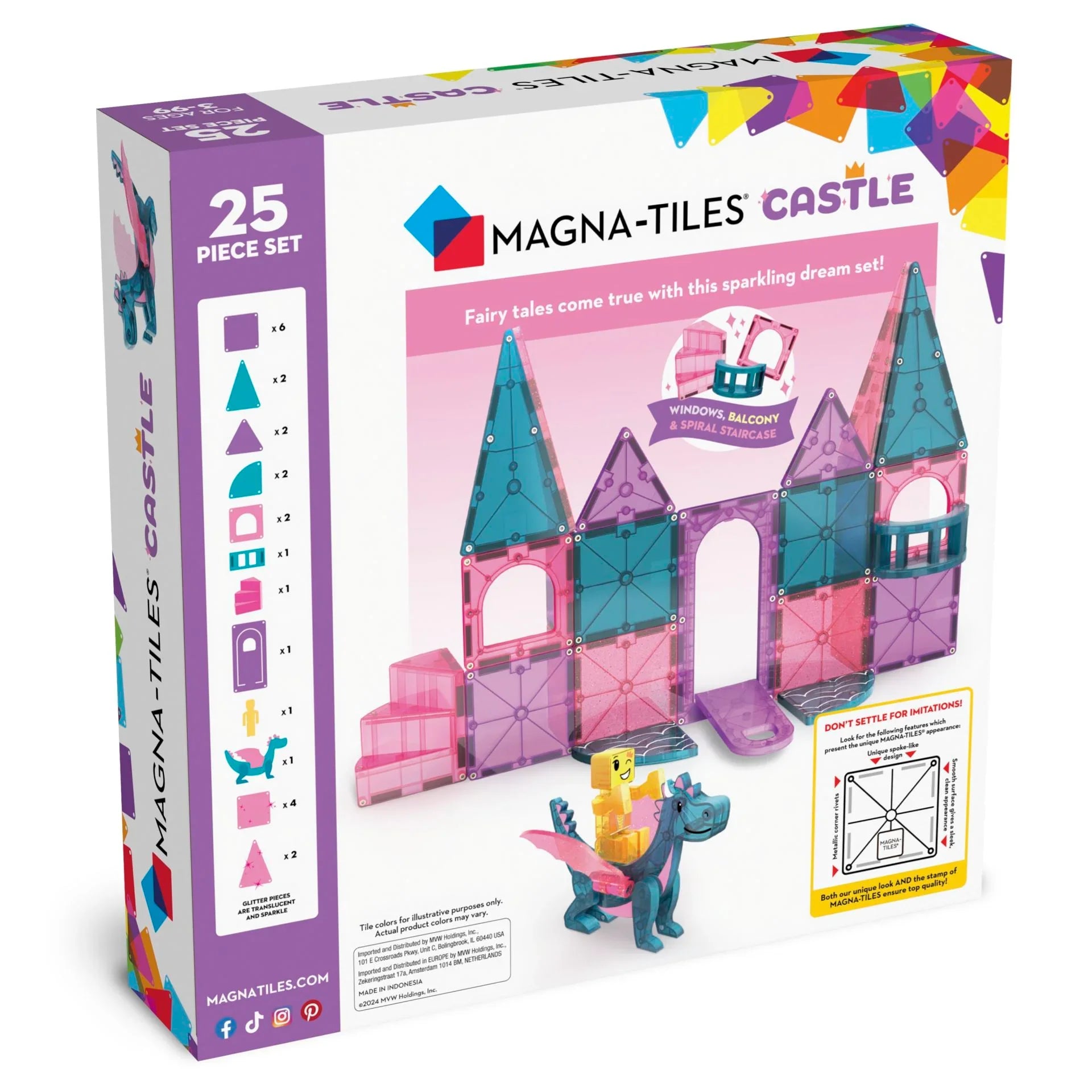 Magna-Tiles Slott – Magnetiske Byggeklosser 25 deler - Lekeproffen.no