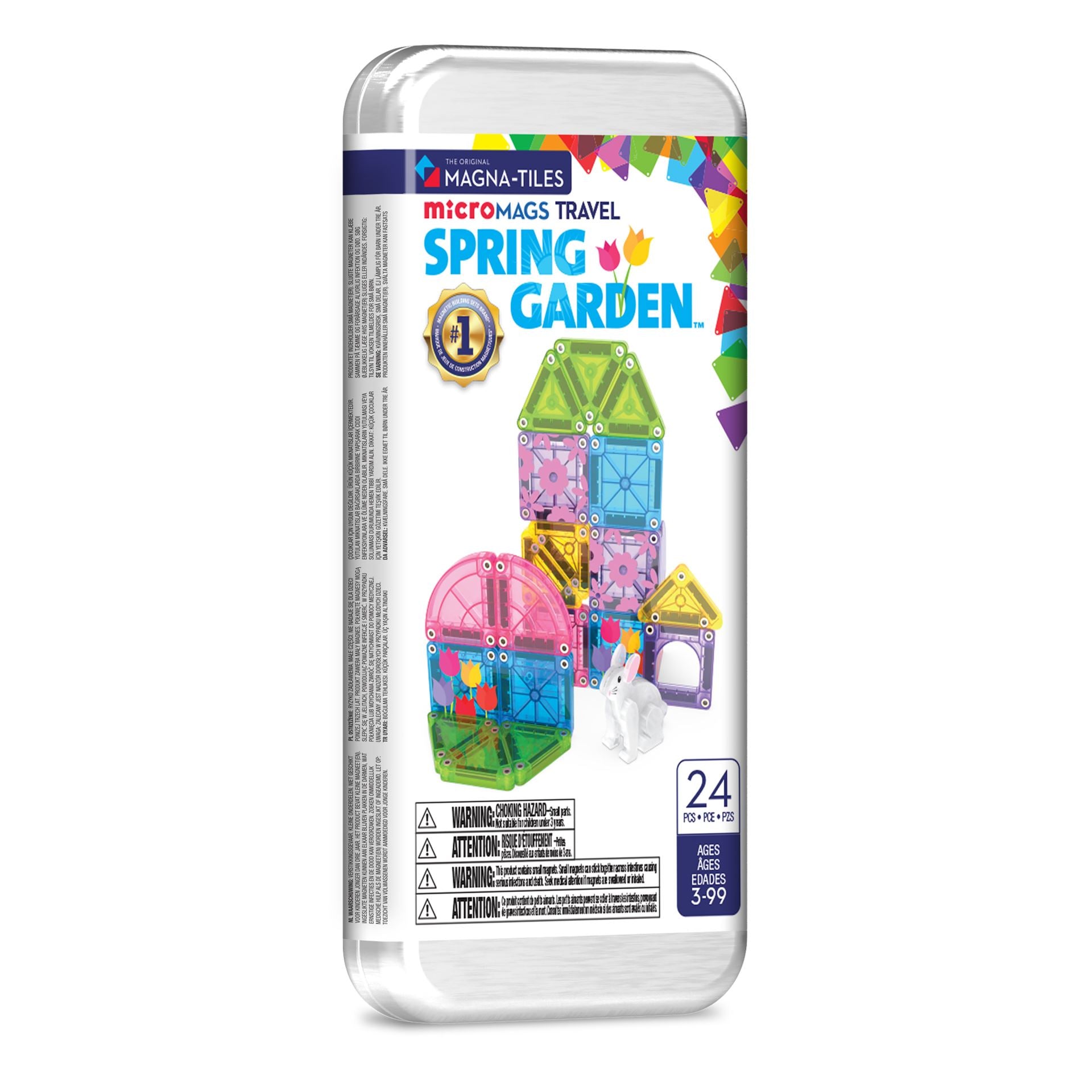 Magna-Tiles MicroMags Travel Spring Garden, fargerike magnetiske byggeplater for barn 3-99 år