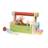 Trebåndt verktøykasse for barn med fargerike verktøy og byggeklosser, lek og læring