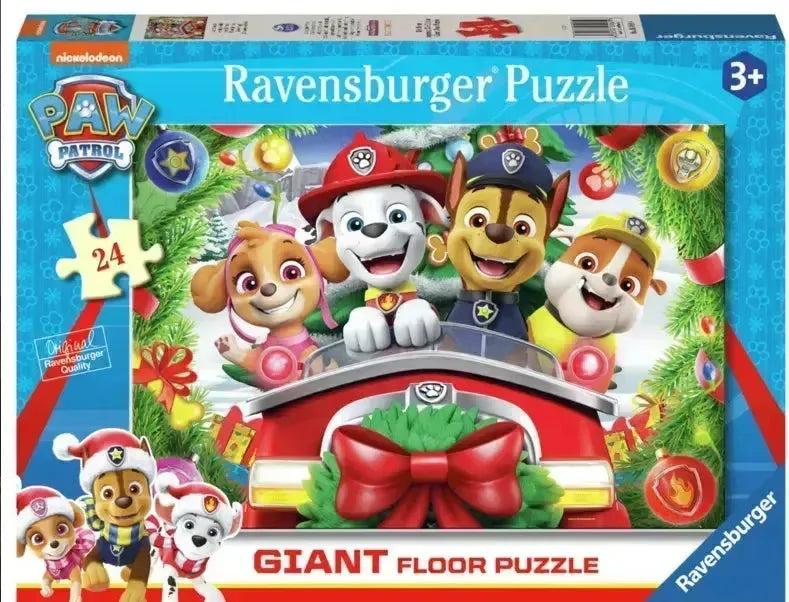 Paw Patrol Jul, Stort Gulvpuslespill 24p - Lekeproffen.no