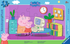 Peppa Gris og Mamma Gris foran datamaskin på barnerom, illustrert puslespillmotiv