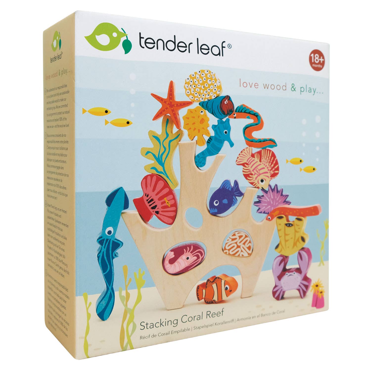 Tender Leaf leketøy Stacking Coral Reef, fargerike sjødyr og koraller for barn fra 18 måneder