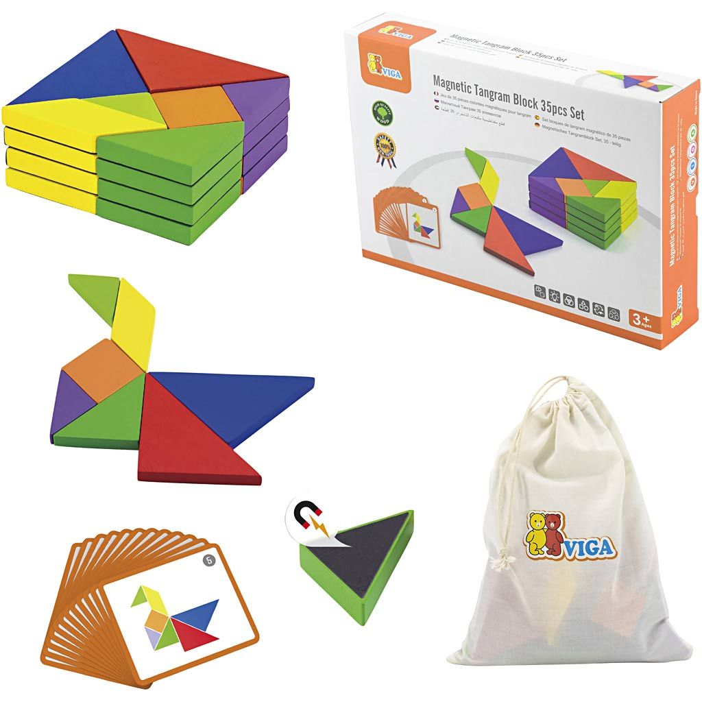 VIGA Magnetisk Tangram – Kreativ lek med former og farger